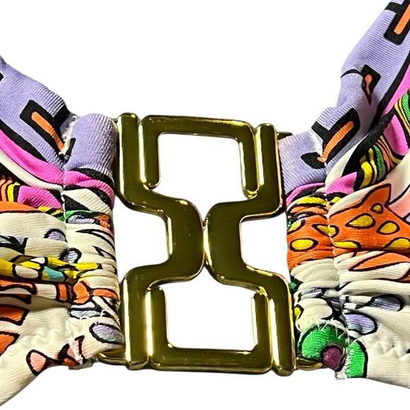 Trina Turk Balboa Bandeau Padded Support Swim Bra Removable Straps Sz 14 Cup C/D - Picture 4 of 7